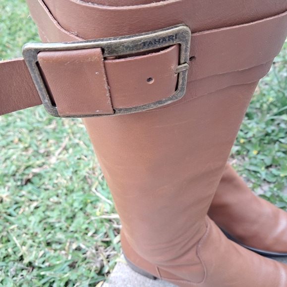 TAHARI KALEY LEATHER BOOTS WOMEN SIZE 6.5 M BROWN - Picture 3 of 9